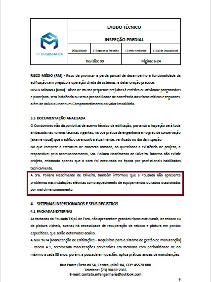 Pousada na Bahia - fechamento e sobrevivência_laudo