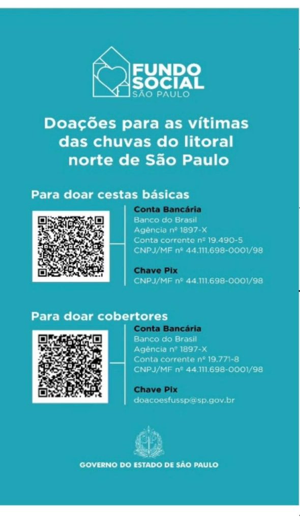 Litoral Norte - mobilização pela enchente - infos bancárias